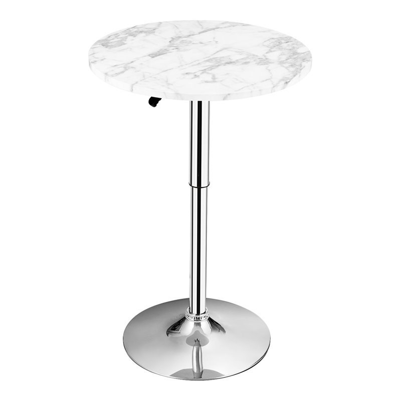 Costway Round Height Adjustable 360-degree Swivel Bistro Bar Table in White