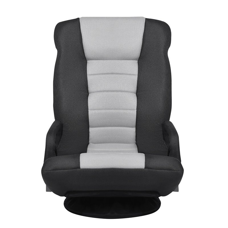 Costway Swivel Gaming Floor Chair with Foldable Adjustable Backrest in Gray