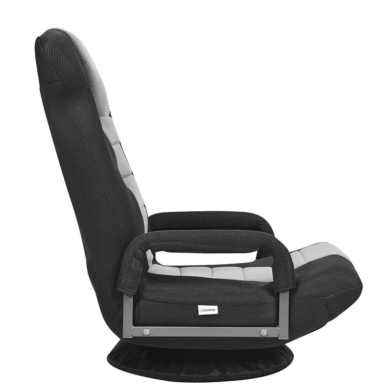 Costway Swivel Gaming Floor Chair with Foldable Adjustable Backrest in Gray