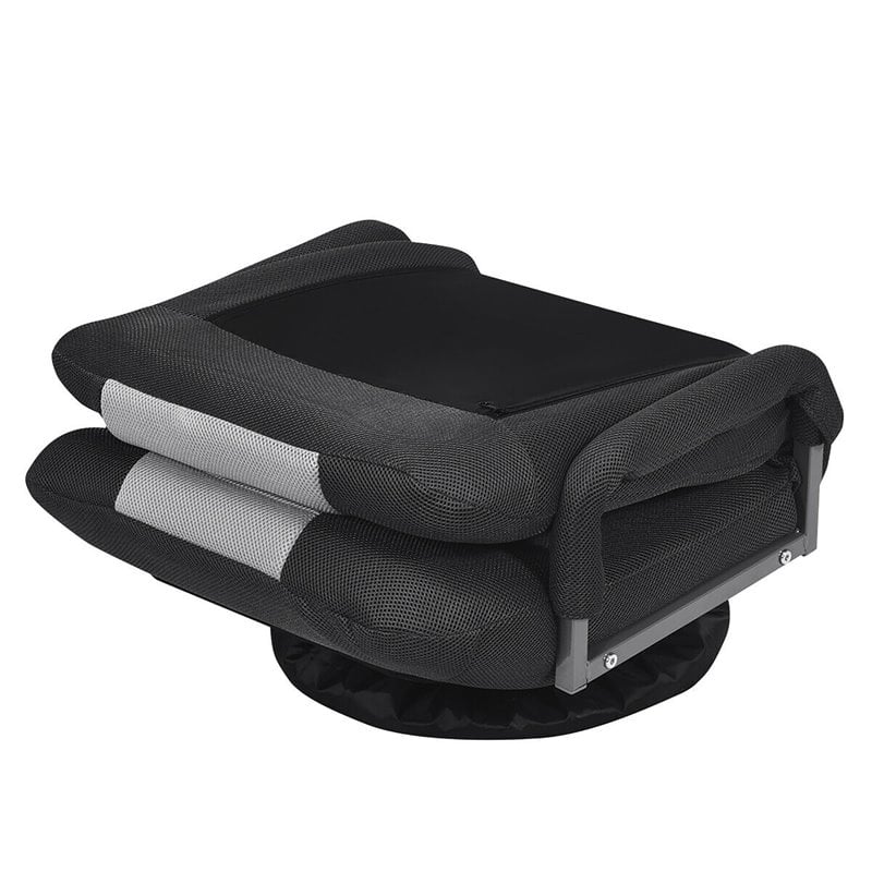 Costway Swivel Gaming Floor Chair with Foldable Adjustable Backrest in Gray