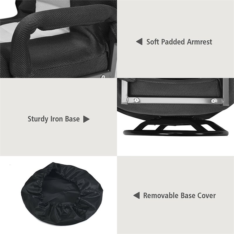 Costway Swivel Gaming Floor Chair with Foldable Adjustable Backrest in Gray