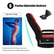 Costway Swivel Gaming Floor Chair with Foldable Adjustable Backrest in Red
