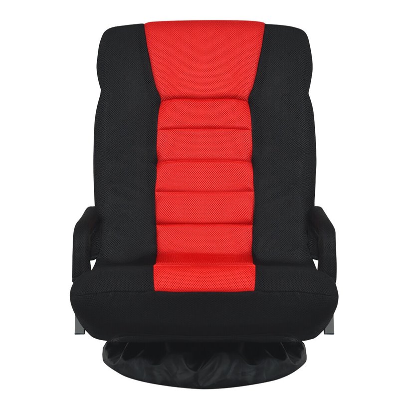 Costway Swivel Gaming Floor Chair with Foldable Adjustable Backrest in Red