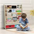 Costway Kids Book Rack Toys Organizer with 4 Sling Bookshelf & 2-Box in Beige