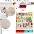 Costway Kids Book Rack Toys Organizer with 4 Sling Bookshelf & 2-Box in Beige