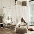Costway Metal Twin Size Canopy Bed Frame with 4 Poster Steel Slats in Gold