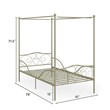 Costway Metal Twin Size Canopy Bed Frame with 4 Poster Steel Slats in Gold