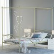 Costway Metal Twin Size Canopy Bed Frame with 4 Poster Steel Slats in Gold
