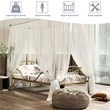 Costway Metal Twin Size Canopy Bed Frame with 4 Poster Steel Slats in Gold