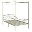 Costway Metal Twin Size Canopy Bed Frame with 4 Poster Steel Slats in Gold
