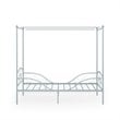 Costway Metal Twin Size Canopy Bed Frame with 4 Poster Steel Slats in Pewter