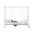 Costway Metal Twin Size Canopy Bed Frame with 4 Poster Steel Slats in Pewter