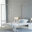 Costway Metal Twin Size Canopy Bed Frame with 4 Poster Steel Slats in Pewter