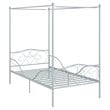 Costway Metal Twin Size Canopy Bed Frame with 4 Poster Steel Slats in Pewter