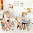 Costway Contemporary Eucalyptus and Velvet Elephant Kids Sofa in Multi-Color