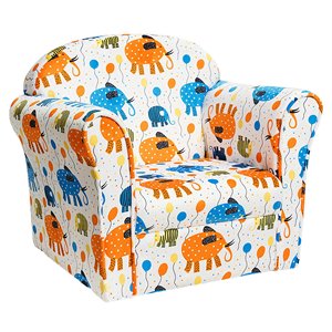 Costway Contemporary Eucalyptus and Velvet Elephant Kids Sofa in Multi-Color