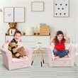 Costway Contemporary Eucalyptus and Velvet Cat Kids Sofa in Pink