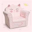 Costway Contemporary Eucalyptus and Velvet Cat Kids Sofa in Pink