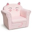 Costway Contemporary Eucalyptus and Velvet Cat Kids Sofa in Pink