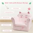 Costway Contemporary Eucalyptus and Velvet Cat Kids Sofa in Pink