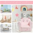 Costway Contemporary Eucalyptus and Velvet Cat Kids Sofa in Pink