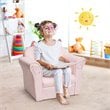 Costway Contemporary Eucalyptus and Velvet Cat Kids Sofa in Pink