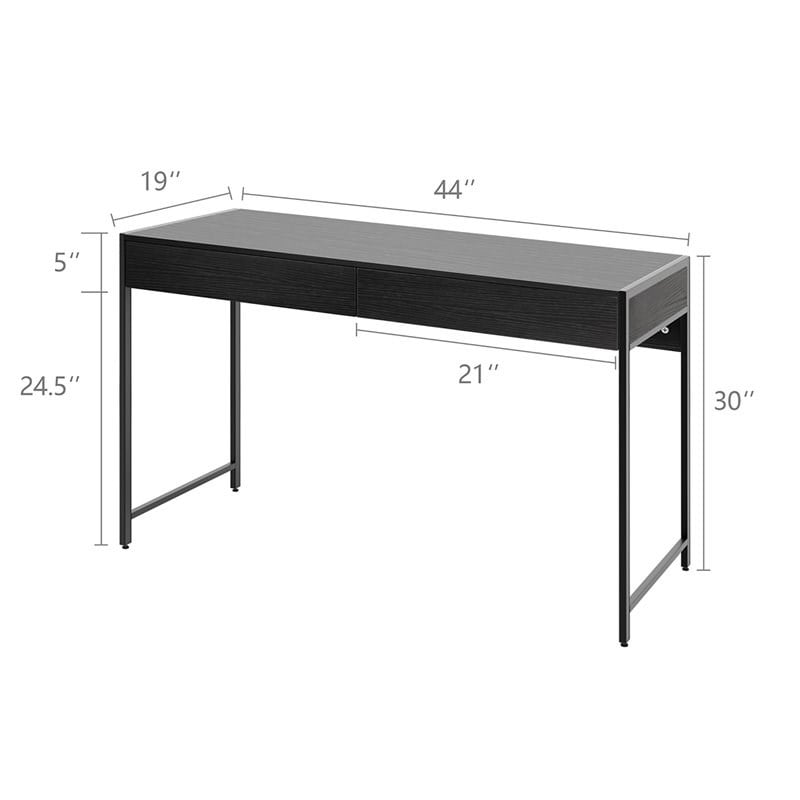 Costway 2-drawer Contemporary Engineered Wood Computer Desk in Black