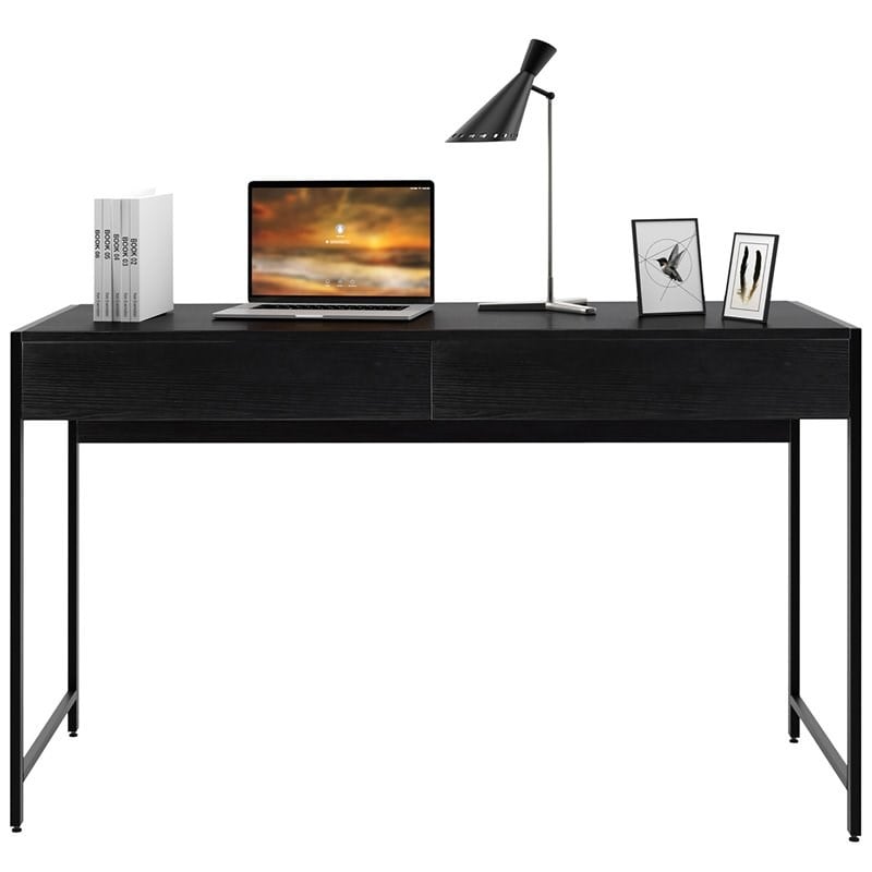 Costway 2-drawer Contemporary Engineered Wood Computer Desk in Black