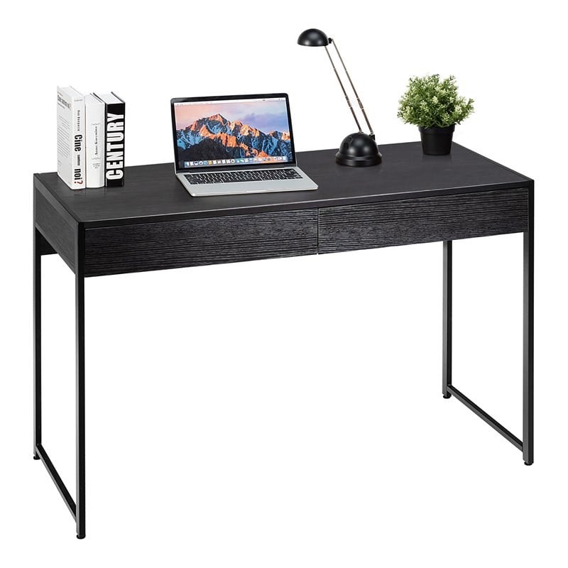 Costway 2-drawer Contemporary Engineered Wood Computer Desk in Black