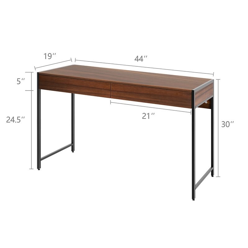 Costway 2-drawer Contemporary Engineered Wood Computer Desk in Brown