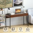Costway 2-drawer Contemporary Engineered Wood Computer Desk in Brown