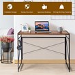 Costway Engineered Wood Folding Computer Desk with 6 Hooks in Rustic Brown