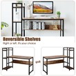 Costway Wood Multifunctional Computer Desk with 4-tier Storage shelves in Brown