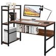 Costway Wood Multifunctional Computer Desk with 4-tier Storage shelves in Walnut