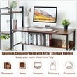 Costway Wood Multifunctional Computer Desk with 4-tier Storage shelves in Walnut
