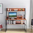 Costway 47'' Wood Computer Desk with 3 Storage Cubes & Open Bookcase in Coffee