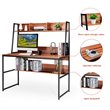 Costway 47'' Wood Computer Desk with 3 Storage Cubes & Open Bookcase in Coffee