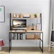 Costway 47'' Wood Computer Desk with 3 Storage Cubes & Open Bookcase in Natural