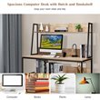 Costway 47'' Wood Computer Desk with 3 Storage Cubes & Open Bookcase in Natural