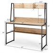 Costway 47'' Wood Computer Desk with 3 Storage Cubes & Open Bookcase in Natural