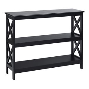Costway 3-Tier X-Design Bookshelf Sofa Side Accent Console Table in Black