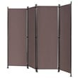 Costway 4-panel Fabric and Steel Folding Room Divider with Steel Frame in Brown