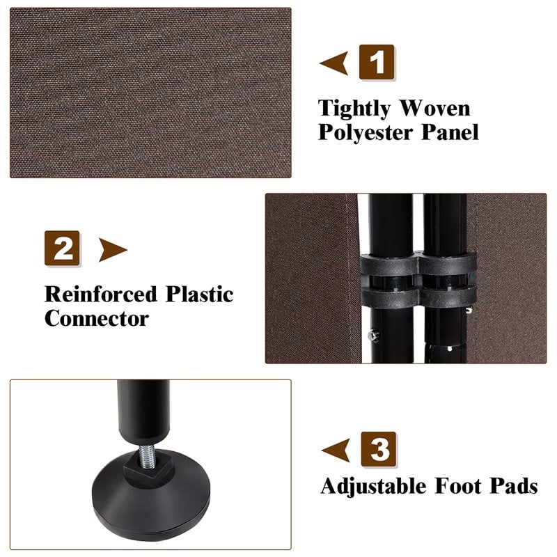 Costway 4-panel Fabric and Steel Folding Room Divider with Steel Frame in Brown