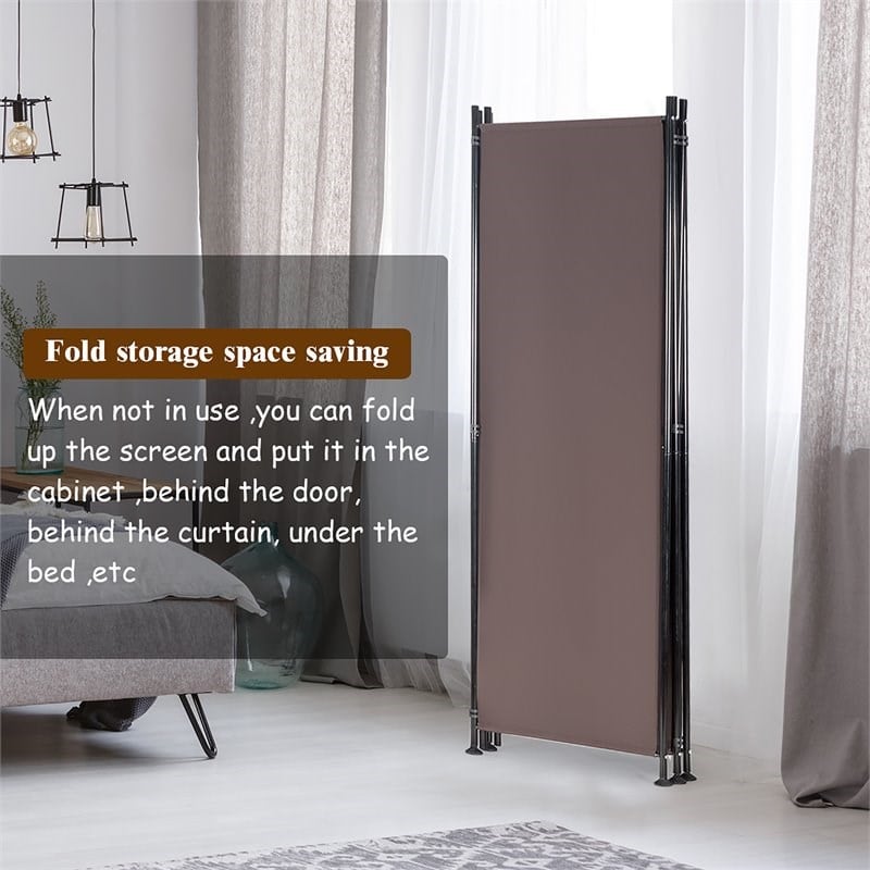 Costway 4-panel Fabric and Steel Folding Room Divider with Steel Frame in Brown