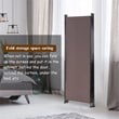 Costway 4-panel Fabric and Steel Folding Room Divider with Steel Frame in Brown