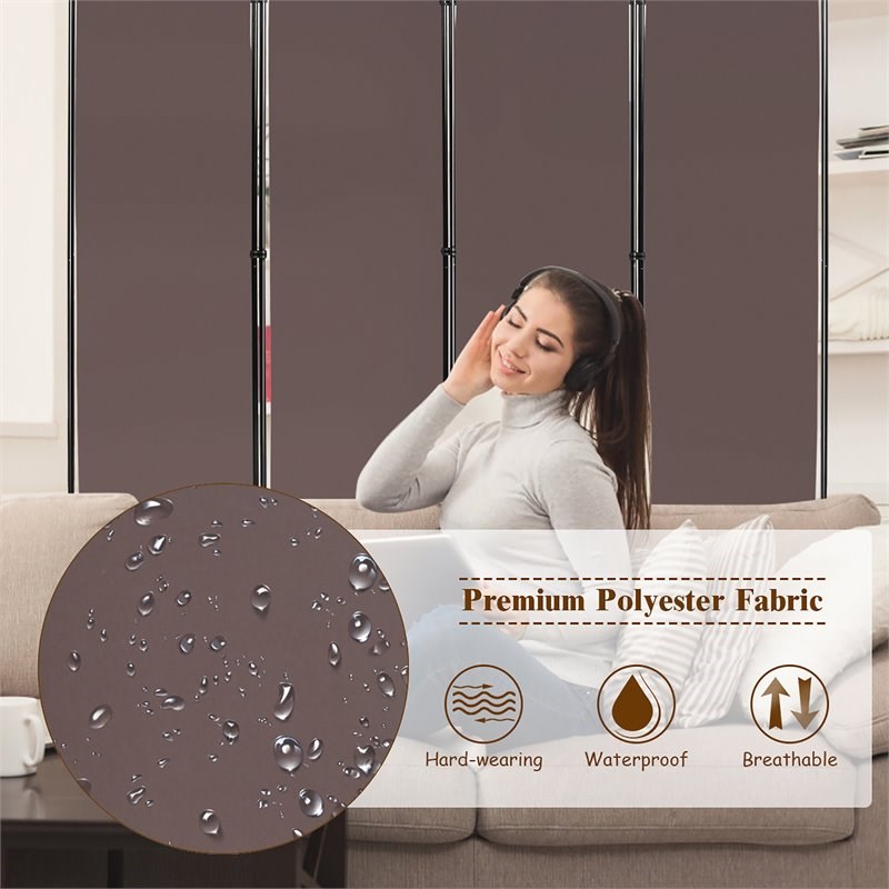 Costway 4-panel Fabric and Steel Folding Room Divider with Steel Frame in Brown
