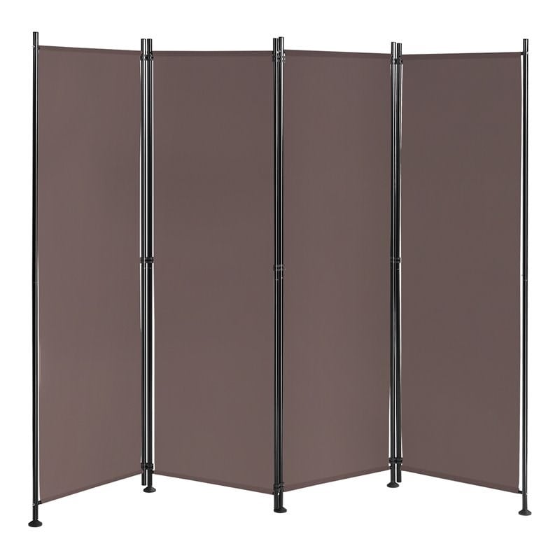 Costway 4-panel Fabric and Steel Folding Room Divider with Steel Frame in Brown