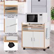 Costway Wood Kitchen Trolley Microwave Cart with Removable Shelf in White