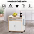 Costway Wood Kitchen Trolley Microwave Cart with Removable Shelf in White