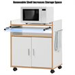Costway Wood Kitchen Trolley Microwave Cart with Removable Shelf in White